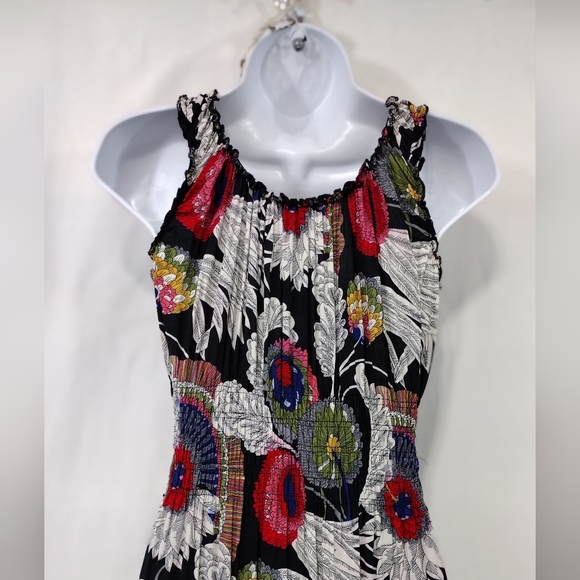 Dabutong Floral Print Maxi Dress Women's L/XL Black Artsy Bobo Retro 90s Y2K - Picture 5 of 7